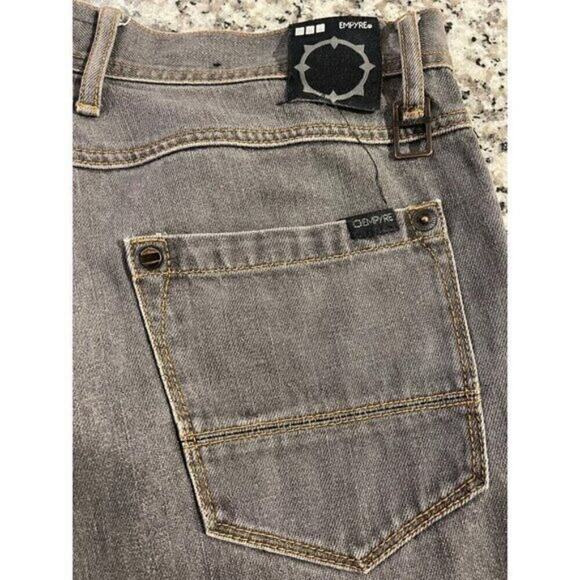Empyre Mens Straight Leg Jeans Size 34 Gray Denim 5 Pocket Button & Zip Closure - Picture 6 of 13